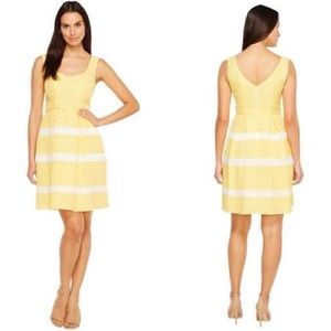 Adrianna Papell yellow/white jacquard dress-PRETTY